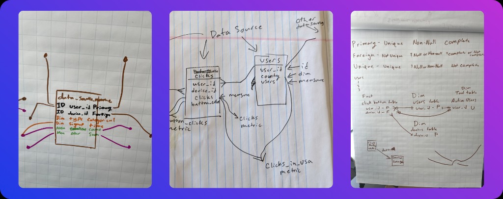 Discovery phase whiteboard and sketch explorations